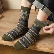 Load image into Gallery viewer, Mens Socks Autumn Winter Fashion Retro Geometric Patterns Middle Tube Socks Men Japanese Fashion Ethnic Vintage Long Socks