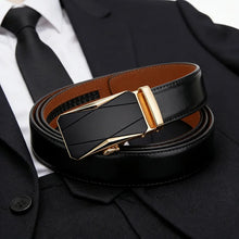 Load image into Gallery viewer, Men's Genuine Leather Waist Straps Black Male Jeans Waist Belt Cowhide Automatic Buckle Belt for Men Famous Brand Business Belt