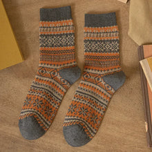 Load image into Gallery viewer, Mens Socks Autumn Winter Fashion Retro Geometric Patterns Middle Tube Socks Men Japanese Fashion Ethnic Vintage Long Socks