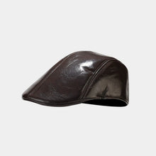 Load image into Gallery viewer, New Pu Leather Cap for Men Spring and Autumn Middle-Aged and Elderly Fashionable Retro Style Warm and Thickened visor  for Dad
