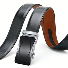 Load image into Gallery viewer, Men's Genuine Leather Waist Straps Black Male Jeans Waist Belt Cowhide Automatic Buckle Belt for Men Famous Brand Business Belt