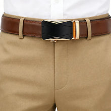 Load image into Gallery viewer, Men's Genuine Leather Waist Straps Black Male Jeans Waist Belt Cowhide Automatic Buckle Belt for Men Famous Brand Business Belt