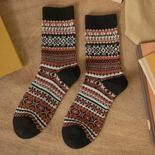 Load image into Gallery viewer, Mens Socks Autumn Winter Fashion Retro Geometric Patterns Middle Tube Socks Men Japanese Fashion Ethnic Vintage Long Socks