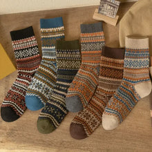 Load image into Gallery viewer, Mens Socks Autumn Winter Fashion Retro Geometric Patterns Middle Tube Socks Men Japanese Fashion Ethnic Vintage Long Socks