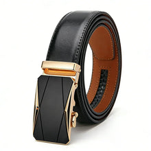 Load image into Gallery viewer, Men's Genuine Leather Waist Straps Black Male Jeans Waist Belt Cowhide Automatic Buckle Belt for Men Famous Brand Business Belt