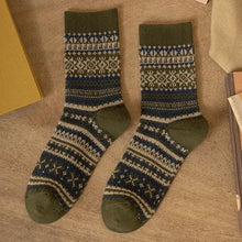 Load image into Gallery viewer, Mens Socks Autumn Winter Fashion Retro Geometric Patterns Middle Tube Socks Men Japanese Fashion Ethnic Vintage Long Socks
