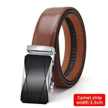 Load image into Gallery viewer, Men's Genuine Leather Waist Straps Black Male Jeans Waist Belt Cowhide Automatic Buckle Belt for Men Famous Brand Business Belt