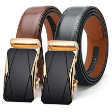 Load image into Gallery viewer, Men's Genuine Leather Waist Straps Black Male Jeans Waist Belt Cowhide Automatic Buckle Belt for Men Famous Brand Business Belt